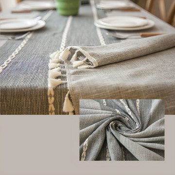 Hoom天蠶生活 防水緹花編織桌布 花邊款  140 x 180cm  海鹽布雪 灰色  1條