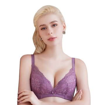 SWEAR 思薇爾 美波曲線系列 B-F罩 無鋼圈 調整型 蕾絲 涼感 集中 包覆 塑身 女內衣 (風信紫)