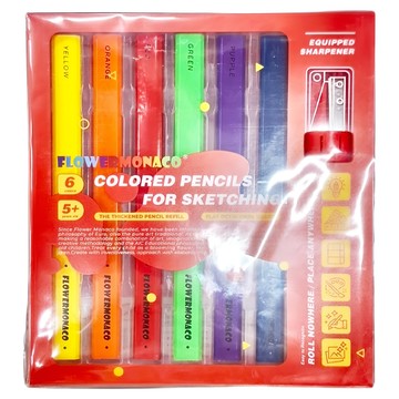 FLOWER MONACO 兒童寫生彩鉛筆套裝 含卷筆刀 舒適握感 適合5歲以上兒童  6色  1組