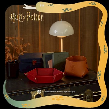 【飛航模飾】哈利波特授權 皮革收納小物四件組 收納盒 收納筒 收納盤 隨身鏡 四學院