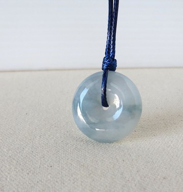 本命年【平安‧如意】冰藍紫翡翠韓國蠟線項鍊*1*招財、防小人