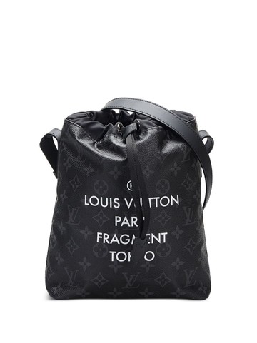 Louis Vuitton - x Fragment 2017 pre-owned Nano bucket bag - women - Canvas/Calf Leather - One Size - Black