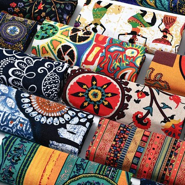 民族風印花布料云南麗江棉麻復古風酒吧桌布窗簾波西米亞服裝面料