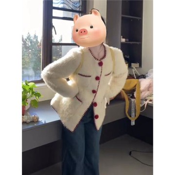 韓系高級感超好看的羊羔毛皮毛一體外套小個子洋氣時髦毛毛上衣女