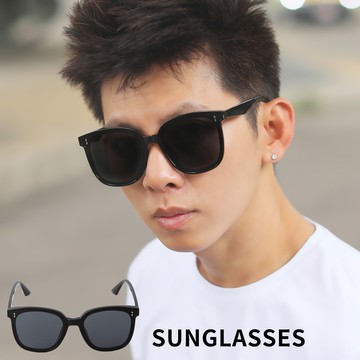 【NB1510J】簡約修飾臉型大方框全黑墨鏡太陽眼鏡‧附眼鏡盒(7238)