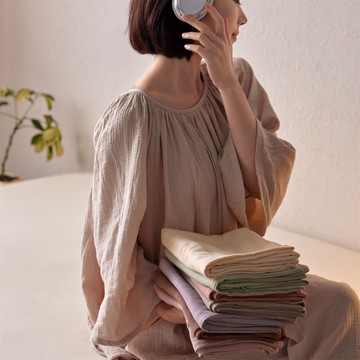 【台灣公司貨】免運 母嬰A類全棉雙層皺皺紗布枕套純棉柔軟家用枕頭套一對裝純色枕巾1