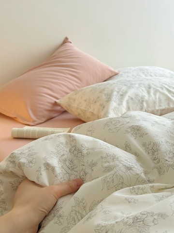 手繪素描兔全棉純棉被套單件1.5米床上三四件套宿舍被罩單雙人1.8