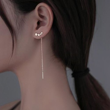 一念 925純銀耳線女2025年新款長款流蘇小眾設計感五角星耳飾代發