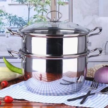 蒸鍋家用迷你2二層雙層加厚復底22 24 26cm燃氣電磁爐不銹鋼湯鍋