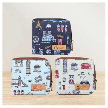 【巴黎巴黎-方塊短夾】台灣製造ㄇ型零錢拉鍊多分隔防水短夾