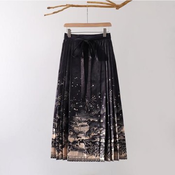 國風明制八分日常中長款馬面裙