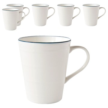 JUST HOME 里尼陶瓷馬克杯 6個一套 330ml  白色  1組