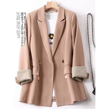 粉色西裝外套女春秋2025年新款休閑時尚百搭高級感炸街西裝上衣潮