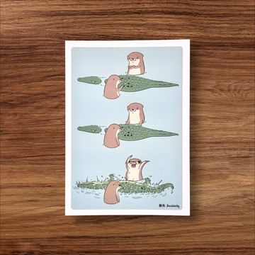 插畫梗圖 雙面卡片 ∣ 一言不合翻滾鱷魚