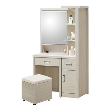 【文創集】卡利文3.1尺開合式鏡面鏡台/化妝台組合(含化妝椅)-94x40x167cm免組