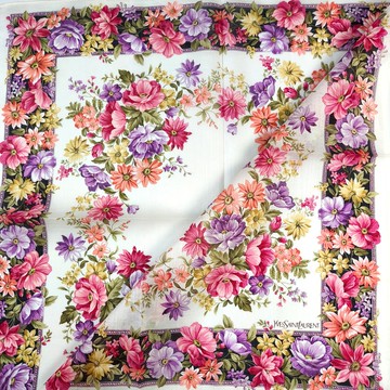 Yves Saint Laurent 古董手帕 繁花似錦 19 x 19 英吋