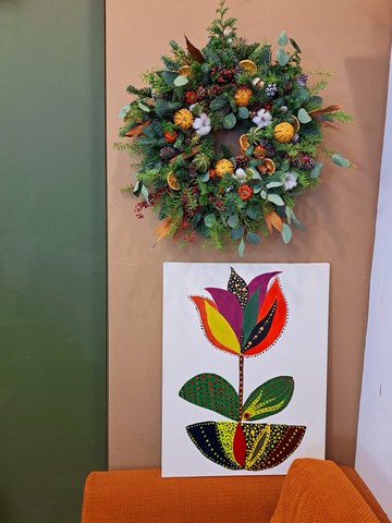 大型豐收聖誕花圈新鮮諾貝松雪松