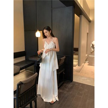 辰米范杏色高腰小眾寬松長褲亞麻