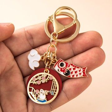 中國風系列鑰匙扣掛件創意個性汽車鏈鎖匙圈環網紅可愛男女包掛飾