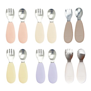 韓國 UBMOM 白金矽膠不鏽鋼湯匙叉子組-附收納盒(多款可選)兒童餐具