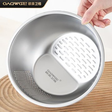 抗菌不銹鋼淘米盆漏盆食品級家用廚房洗菜果蔬瀝水濾水籃子洗米篩