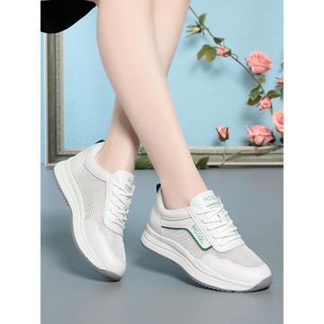 帕克吉爾真皮網面透氣運動鞋女夏季新款輕便軟底休閑阿甘跑步鞋女