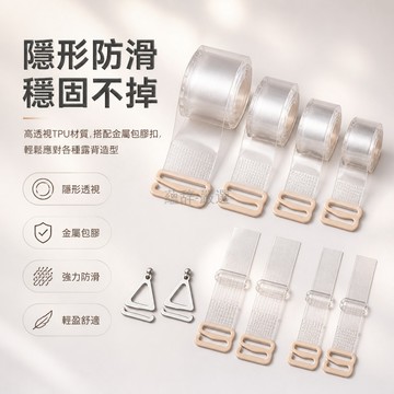 桃園出貨✨ 0.1至1.8CM寬度透明磨砂隱形內衣肩帶白色三角勾一字調節扣細帶
