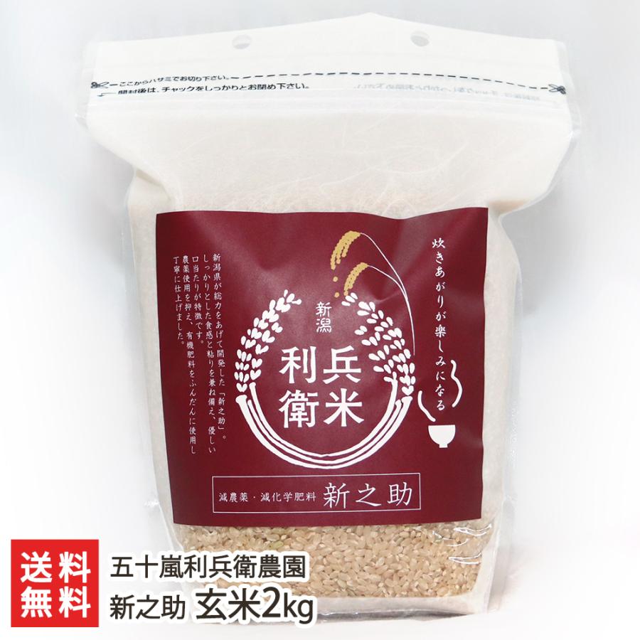 減農薬・減化学肥料 新潟産 新之助 玄米2kg（2kg×1袋） 五十嵐利兵衛農園 送料無料