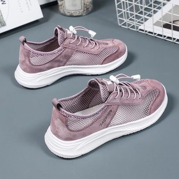 夏季媽媽鞋舒適中老年女鞋透氣鏤空網面休閑運動鞋輕便軟底老人鞋