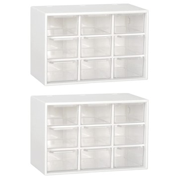 小物抽屜收納盒 Set 2個 18 x 9.8 x 12cm  白色  9格