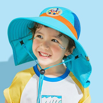 韓國lemonkid - 加大帽檐防曬帽-水藍鯊魚