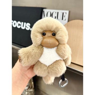 可愛真獺兔毛小猴子汽車鑰匙扣掛件ins網紅毛絨公仔書包包掛飾女