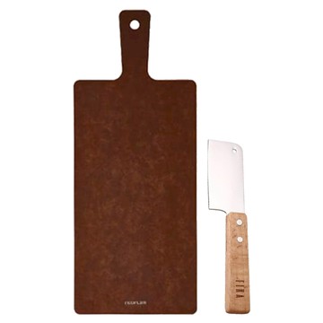 NEOFLAM 台灣原廠公司貨 ROCCA系列 天然木纖維手柄砧板+ 奶酪刀  394 x 160 x 6mm  原木色  1組