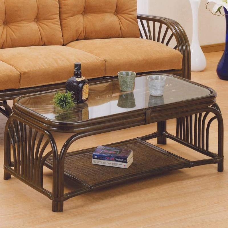 今枝商店】 遡っ ラタン ガラス天板 ローテーブル センターテーブル 座  