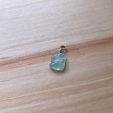 拈翠-天然緬甸翡翠A貨-高冰雙色巧雕兔兔胡蘿蔔墜14kgf