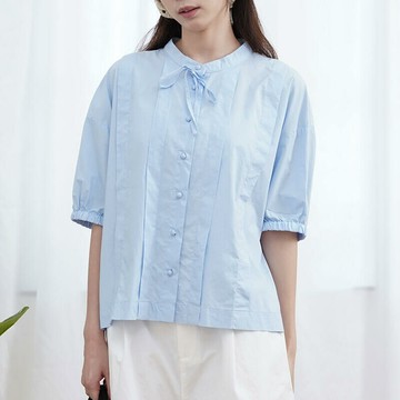 百搭圓領繫帶襯衫442657