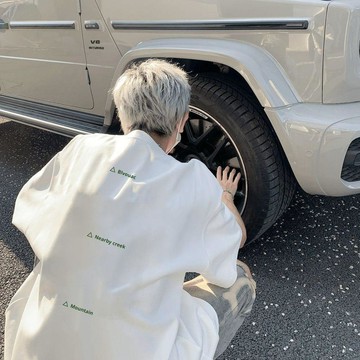 短袖上衣男 素色 涼感 排汗 100%純棉300克重磅新款休閒字母印花短袖恤夏季寬鬆美式0713