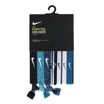 NIKE 混搭式髮圈-9條入-髮帶 髮飾 慢跑 路跑 有氧 瑜珈 N0003537450OS 藍綠灰黑白