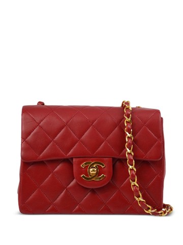 CHANEL Pre-Owned - 1990 mini square Classic Flap shoulder bag - women - Lambskin - One Size - Red