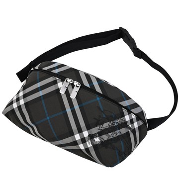 BURBERRY 8102272 經典格紋戰馬徽標胸口包/腰包.黑