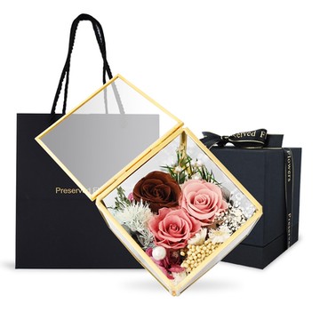 O Pretty 歐沛媞 恆星花禮 永生花祝福玻璃罩附禮盒15X15X16.1cm