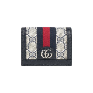 Gucci GG Supreme Ophidia卡片小短夾(藍紅)