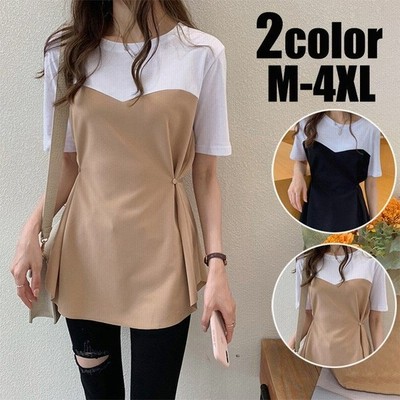 Tシャツ レディース きれいめ 40代 春 夏 上品 半袖 Tシャツ 切り替え チュニック ブラウス 通販 Lineポイント最大get Lineショッピング