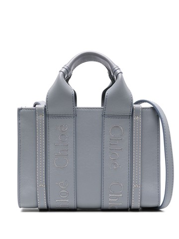 Chloé - mini Woody leather tote bag - women - Cotton/Linen/Flax/Calf Leather - One Size - Blue