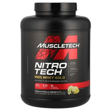 MuscleTech, Nitro-Tech™，100% Whey Gold，法國香草奶油味，5 磅（2.27 千克）