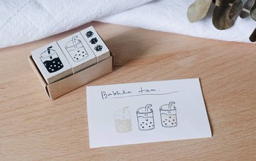 珍珠奶茶套色印章組