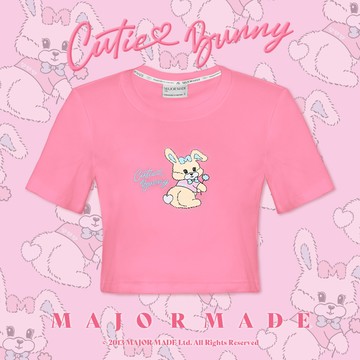 小兔子刺繡小短版T