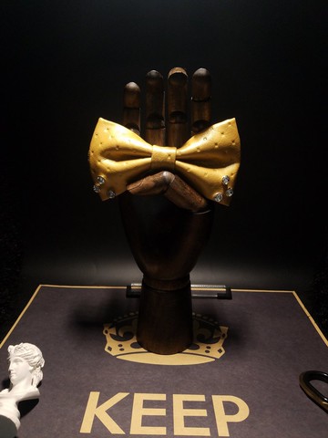 金色皮革皓石領結貴族風蝴蝶結