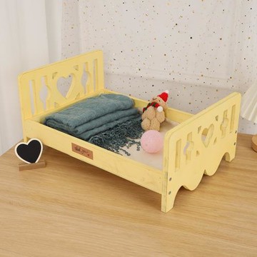 影樓道具新生兒攝影小床嬰兒拍照擺件寶寶月子照相木質拆裝床LOVE