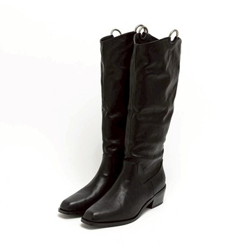 【Avivi】2WAY可反摺圓環扣長靴 - 黑色、咖啡色